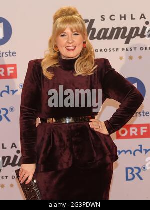 La cantante irlandese Maite Kelly prima del programma televisivo ARD SchlagerChampions 2020 il 11 gennaio 2020 a Berlino Foto Stock