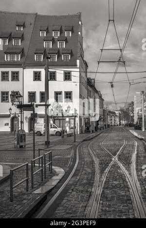 Le tracce della città vecchia nel centro di Zwickau Foto Stock