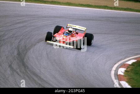 Gilles Villeneuve Ferrari F1 al 40° anniversario della Ferrari all'Autodromo Dino Ferrari Imola Italia 1987 ottobre Foto Stock