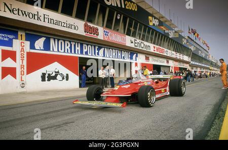 Gilles Villeneuve Ferrari F1 al 40° anniversario della Ferrari all'Autodromo Dino Ferrari Imola Italia 1987 ottobre Foto Stock