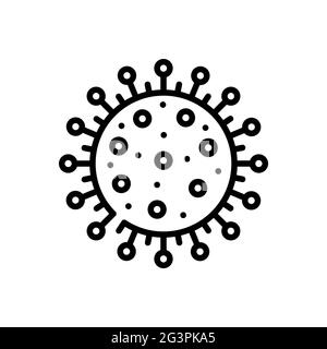 icona del coronavirus, simbolo del coronavirus con linea nera e sfondo bianco. Illustrazione vettoriale Illustrazione Vettoriale