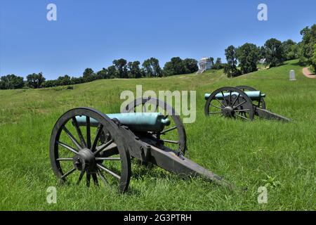 Linea di artiglieria Union nel Vicksburg National Military Park. Foto Stock