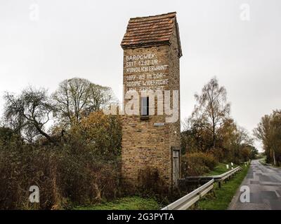 Trafohaus Bardoviek nel deserto, sul confine tedesco interno nel Meclemburgo-Pomerania occidentale Foto Stock