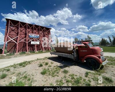 Cinema all'aperto conosciuto come l'attrazione stradale SPUD, Driggs, Idaho. Venerdì 4 giugno 2021 Foto di Jennifer Graylock-Graylock.com 917-519-7666 Foto Stock