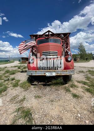 Cinema all'aperto conosciuto come l'attrazione stradale SPUD, Driggs, Idaho. Venerdì 4 giugno 2021 Foto di Jennifer Graylock-Graylock.com 917-519-7666 Foto Stock