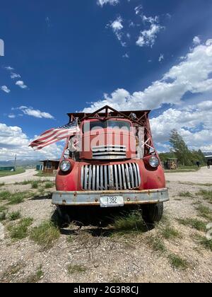 Cinema all'aperto conosciuto come l'attrazione stradale SPUD, Driggs, Idaho. Venerdì 4 giugno 2021 Foto di Jennifer Graylock-Graylock.com 917-519-7666 Foto Stock