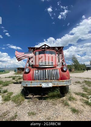 Cinema all'aperto conosciuto come l'attrazione stradale SPUD, Driggs, Idaho. Venerdì 4 giugno 2021 Foto di Jennifer Graylock-Graylock.com 917-519-7666 Foto Stock