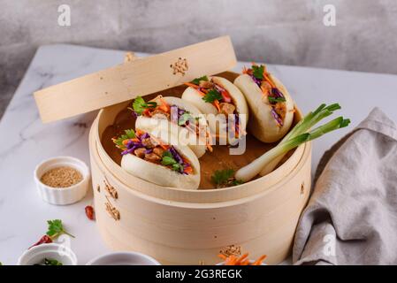 gua bao taiwanese, hamburger asiatico Foto Stock