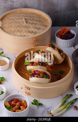 gua bao taiwanese, hamburger asiatico Foto Stock