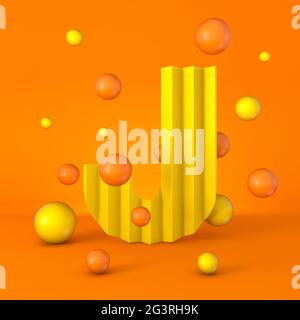Carattere giallo brillante caldo minimo lettera J 3D Foto Stock