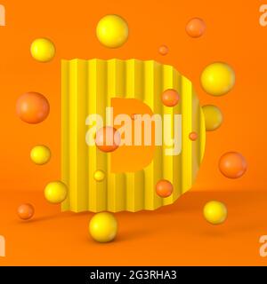 Caldo minimo giallo brillante carattere lettera D 3D Foto Stock