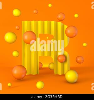 Carattere giallo brillante caldo minimo lettera R 3D Foto Stock