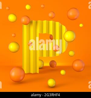Caldo minimo giallo brillante carattere lettera P 3D Foto Stock