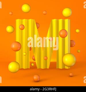 Carattere giallo brillante caldo minimo lettera M 3D Foto Stock