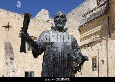 Malta / la Valletta - Monumento Jean de la Valette, Fondatore della Valletta, Storia di Malta, Cavalieri Foto Stock