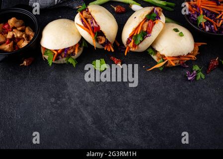 gua bao taiwanese, hamburger asiatico Foto Stock