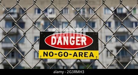 No Go Area segno, ghettizzazione, problemi quartieri Foto Stock