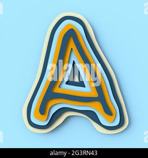 Carta colorata livelli carattere lettera A 3D Foto Stock
