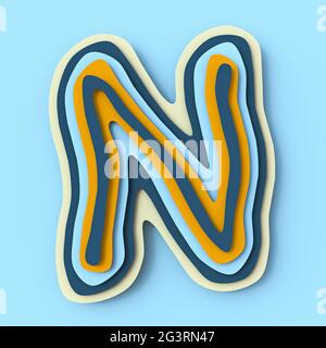 Fogli di carta colorati font Letter N 3D Foto Stock