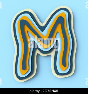 Fogli di carta colorati font Letter M 3D Foto Stock