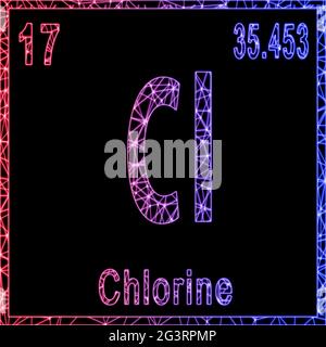 Elemento chimico del cloro, segno con numero atomico e peso atomico, Foto Stock