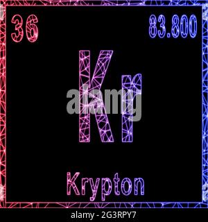 Elemento chimico del cripto, segno con numero atomico e peso atomico, Foto Stock