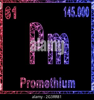 Prometi Elemente Promezio Pm elemento chimico. Promezio segno con numero atomico. 61 ...