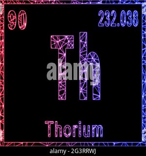 Elemento chimico del torio, segno con numero atomico e peso atomico, Foto Stock