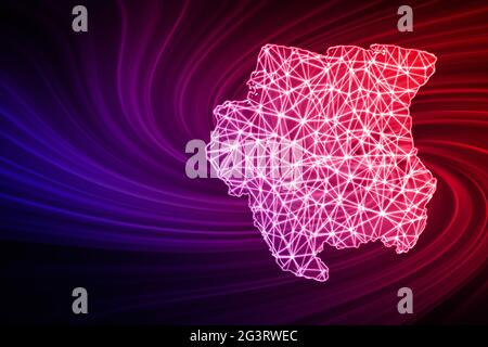 Mappa di Suriname, mappa della mesh poligonale, mappa moderna Foto Stock