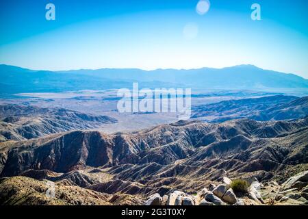 Vista panoramica di Ryan Mountain a Joshua Tree National Park, California Foto Stock