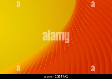 Vivaci forme ondulate arancioni su sfondo giallo. Rendering 3D digitale. Foto Stock