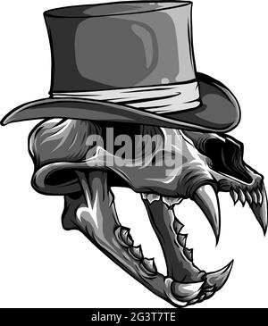 illustrazione vettoriale del cranio della tigre con cappello Illustrazione Vettoriale