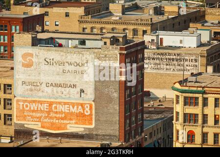 Tetti nel centro storico di Winnipeg Manitoba Foto Stock