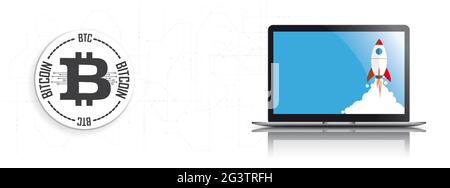 Bitcoin notebook Avvio Rocket Foto Stock