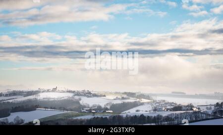 Paesaggio invernale a Hochwolkersdorf Bucklige Welt bassa Austria Foto Stock