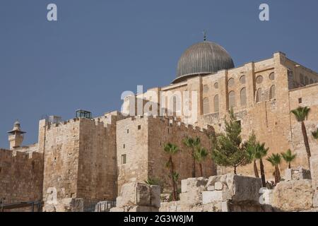 Al-Aqsa (el-marwani) solomons scuderie moschea nella città vecchia di Gerusalemme in Israele Foto Stock