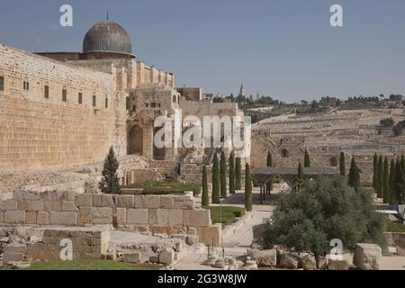 Al-Aqsa (el-marwani) solomons scuderie moschea nella città vecchia di Gerusalemme in Israele Foto Stock