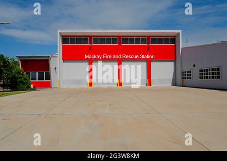 Queensland Fire and Emergency Services Mackay Fire and Rescue Station a Mackay, Queensland settentrionale Foto Stock