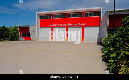 Queensland Fire and Emergency Services Mackay Fire and Rescue Station a Mackay, Queensland settentrionale Foto Stock