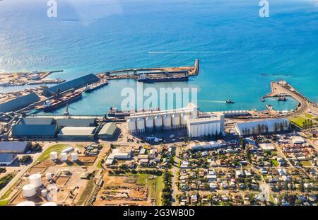 Aerial view of a port in Geraldton, Australia Stock Photo