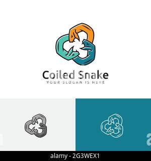 Logo della squadra del gruppo di animali selvatici pericolosi dei serpenti serpenti avvolti Illustrazione Vettoriale