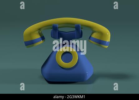 Illustrazione 3D di un telefono di composizione Foto Stock