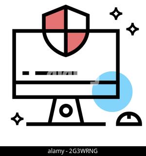 Immagine grafica vettoriale dell'icona protezione computer Foto Stock
