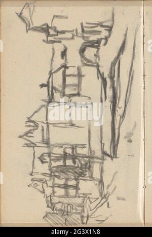 Beurspleintje ad Amsterdam, visto dal Rokin. Piazza del mercato azionario 2-4 con l'espositore a destra della diga (Fig Dam). Pagina 33 da un libro di schizzo con 45 fogli. Foto Stock