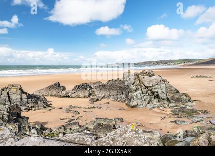 Putsborough e Woolacombe Beach Foto Stock