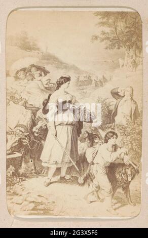 Produzione fotografica di (presumibilmente) UNA stampa a opera di W. von Kaulbach: Dorotea (Dorotea e gli emigranti); Dorotea (Dorotea e gli emigranti) W. di Kaulbach. Parte dell'album fotografico con 16 Cartes DE-Visite di figure femminili dall'opera di J.WT da Goethe. Foto Stock