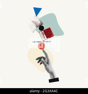 Mani estetiche su sfondo luminoso, opere d'arte. Concetto di relazione umana, comunità, unità, simbolismo, surrealismo. Foto Stock