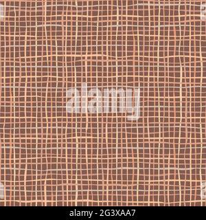 Tessuto di lino marrone o iuta. Modello senza cuciture di tessuto. Ripetendo la trama della biancheria in colori scuri. Ideale per tessuti, involucri, scrapbooking o carta da parati. Illustrazione Vettoriale