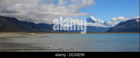 Lago Pukaki e Monte Cook in estate. Foto Stock