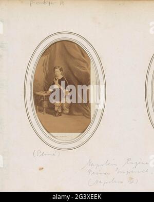 Produzione fotografica di (presumibilmente) un ritratto dipinto di Napoleone Eugène, principe ereditario di Francia. Parte dell'album fotografico con 123 Cartes-de-Visite di membri di case reali europee, politici e personaggi famosi. Foto Stock